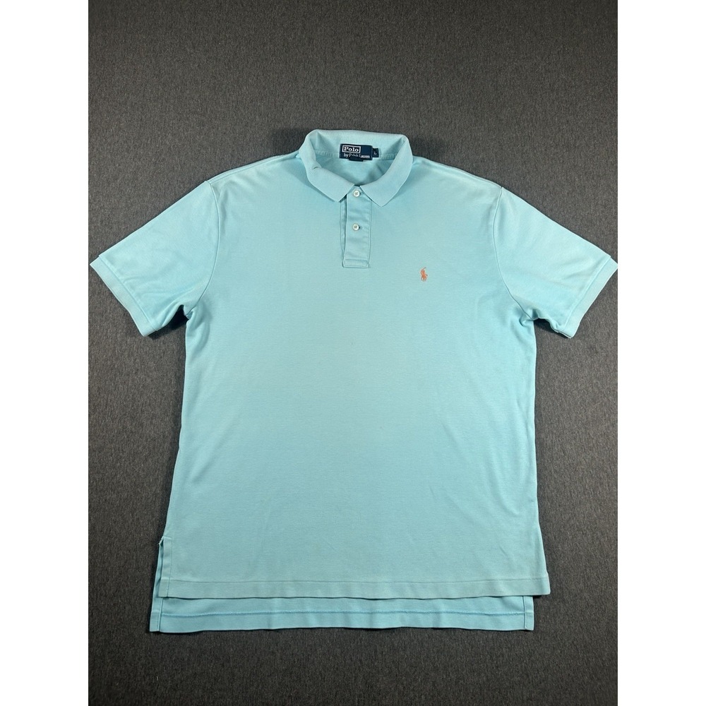 Vintage Polo Ralph Lauren Light Blue Interlock Short Sleeve Polo Shirt Men's‎ L